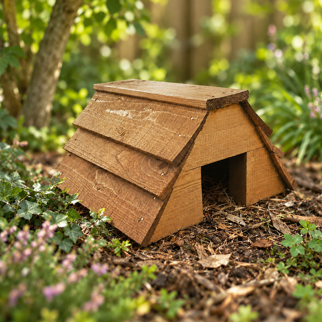 Wooden Hedgehog House Garden Hibernation Shelter Wildlife Habitat Outdoor Winter Home