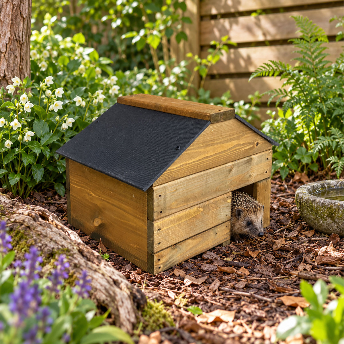 Heavy Duty Hedgehog House  - Solid Wood Garden Hibernation Shelter