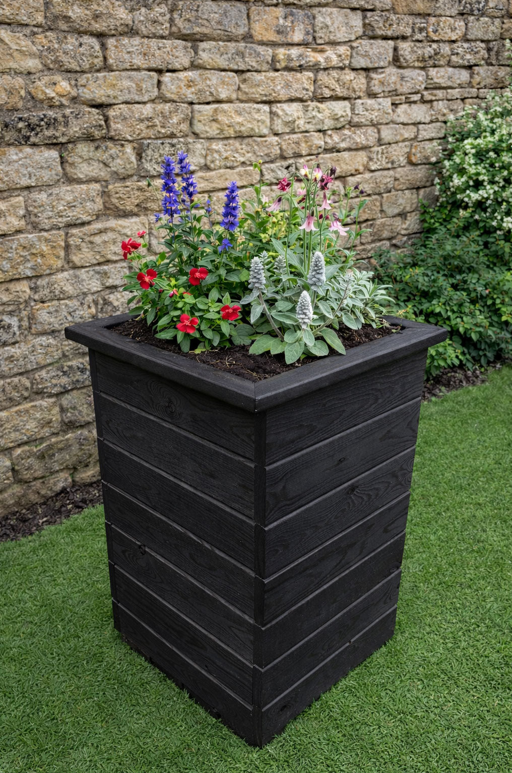 Tall High Wooden Planter - Narrow Garden Plant Container Box in 3 Finishes