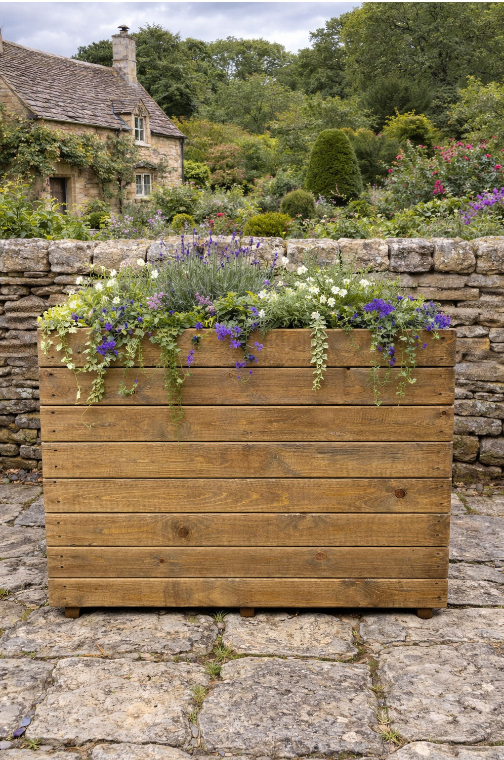Extra Tall Heavy-Duty Wooden Planter - Ideal for Garden Barriers and Patio Spaces