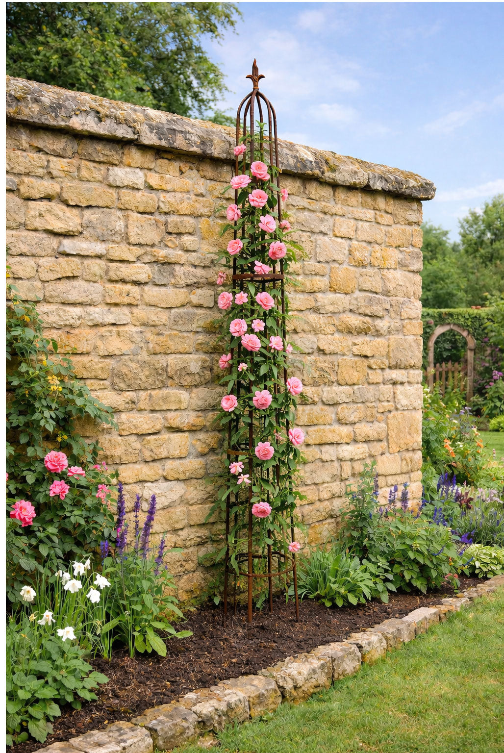 Extra Tall Garden Obelisk - Heavy Duty Metal Climbing Plant Support - Black or Rust