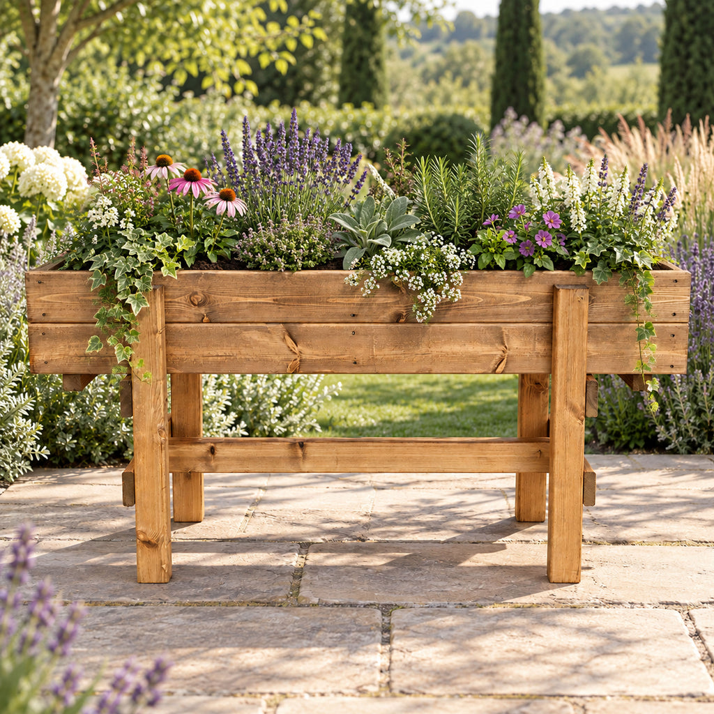 Elevated Wooden Garden Grower 120cm - Large Raised Planting Trough on Legs