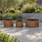 Heavy Duty Circular Rust Steel Planter Rings  - Handmade Rustic Metal Garden Planters & Raised Bed Surrounds