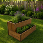 Heavy Duty Wooden Planter - Large Two-Tier Raised Bed for Flowers Herbs & Vegetables