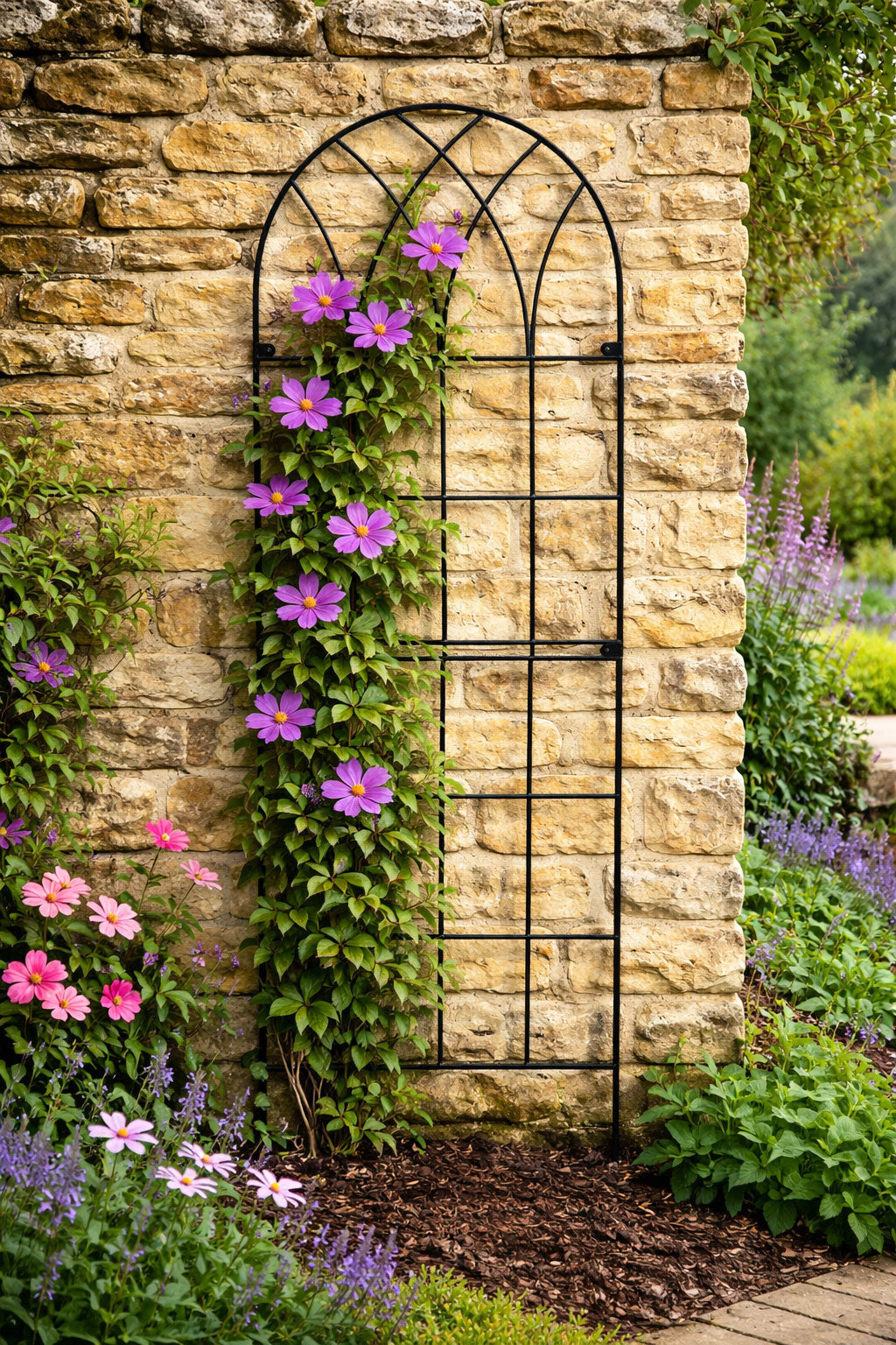 Tall Metal Garden Trellises for Climbing Plants - Wall Mounted Plant Supports