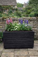 Extra Tall Black Wooden Planter - Large Garden Container Divider