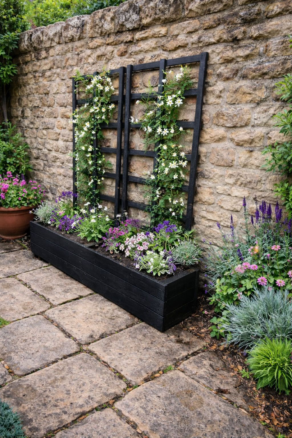 Wooden Planter with Trellis for Gardens & Patios - Choose of 2 Colours