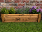 Wooden Garden Edging with Stakes – Decorative Log Style Lawn Border for Flower Beds & Pathways