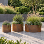 Heavy Duty Circular Rust Steel Planter Rings  - Handmade Rustic Metal Garden Planters & Raised Bed Surrounds