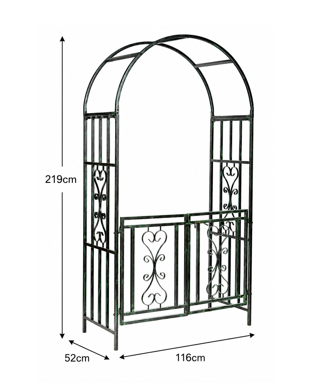 Heavy Duty Garden Entrance Arch with Double Gates Steel Garden Arch for Pathways and Walkways