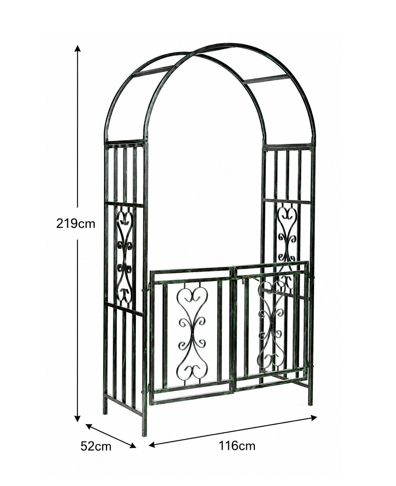 Heavy Duty Garden Entrance Arch with Double Gates Steel Garden Arch for Pathways and Walkways