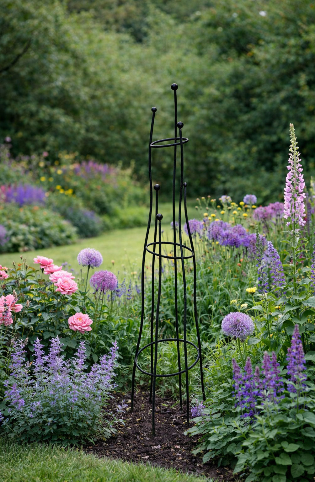 Handmade Garden Obelisk - Modern Black Metal Plant Support for Climbers