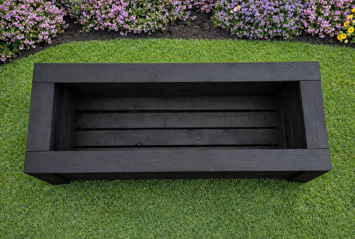 Large Wooden Trough Planters - Black Outdoor Garden & Patio Flower Boxes