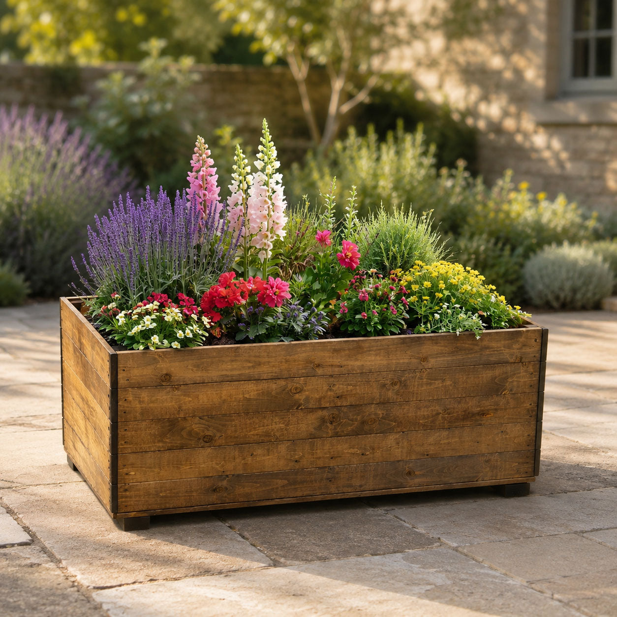 Extra Large Wooden Raised Garden Planters Timber Vegetable Planter Boxes with Drainage Base and Raised Feet – Outdoor Patio Grow Beds