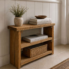 Solid Wood 3 Tier Sofa Table - Narrow Console Table, Rustic Wooden Storage Slim Shelf Heavy Duty Furniture