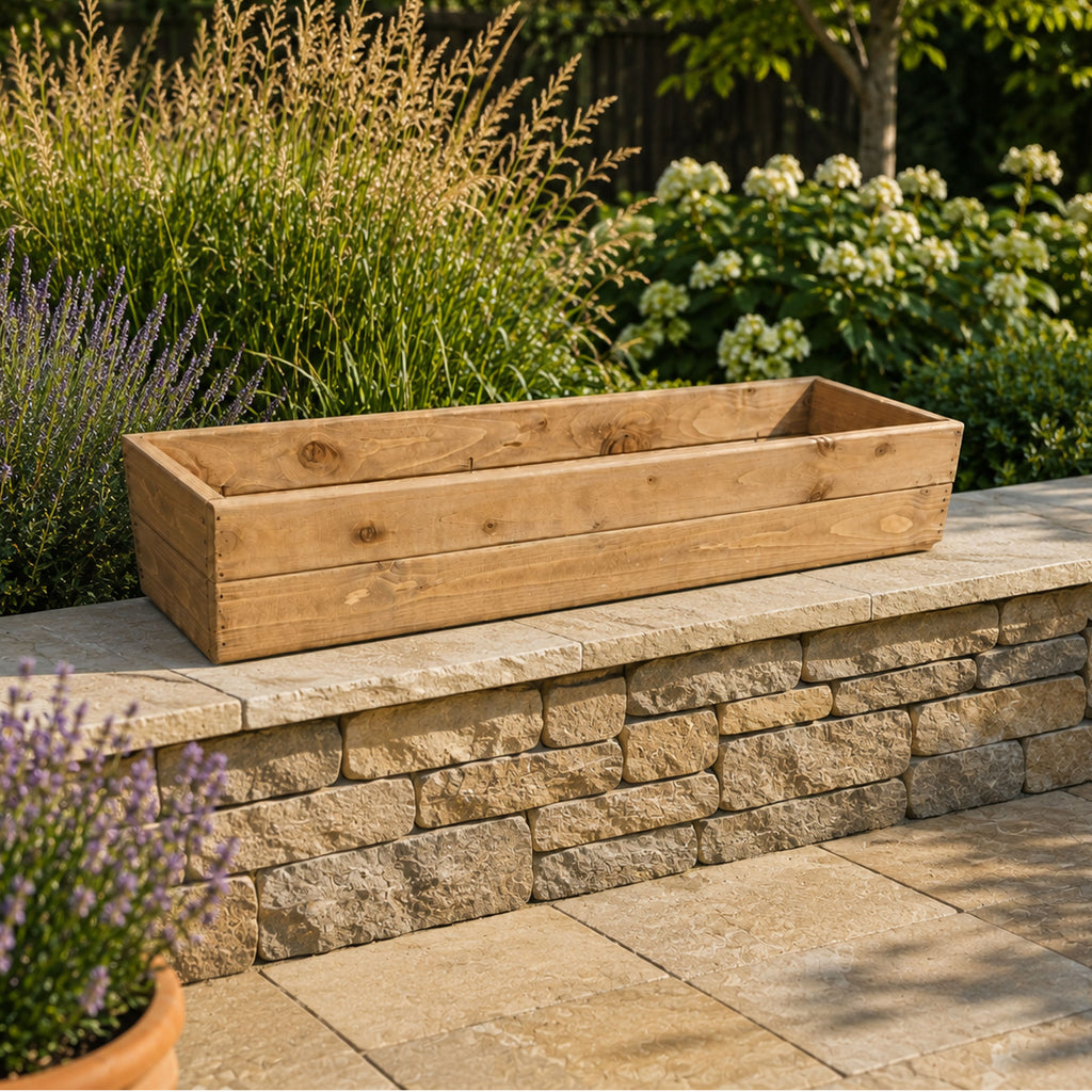Wooden Window Boxes – Handmade Outdoor Timber Planter Troughs for Flowers, Herbs, Patios & Gardens – Fully Assembled