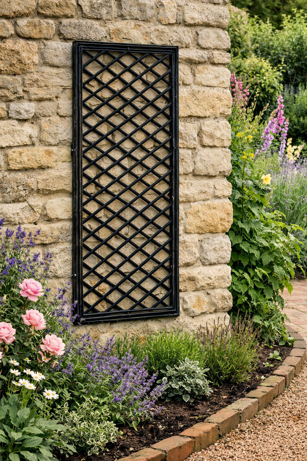 Black Garden Willow Trellis Panels - Modern Framed Supports for Climbing Plants