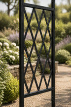 Metal Garden Arch for Climbing Plants  - Black Steel Lattice Rose & Climber Support