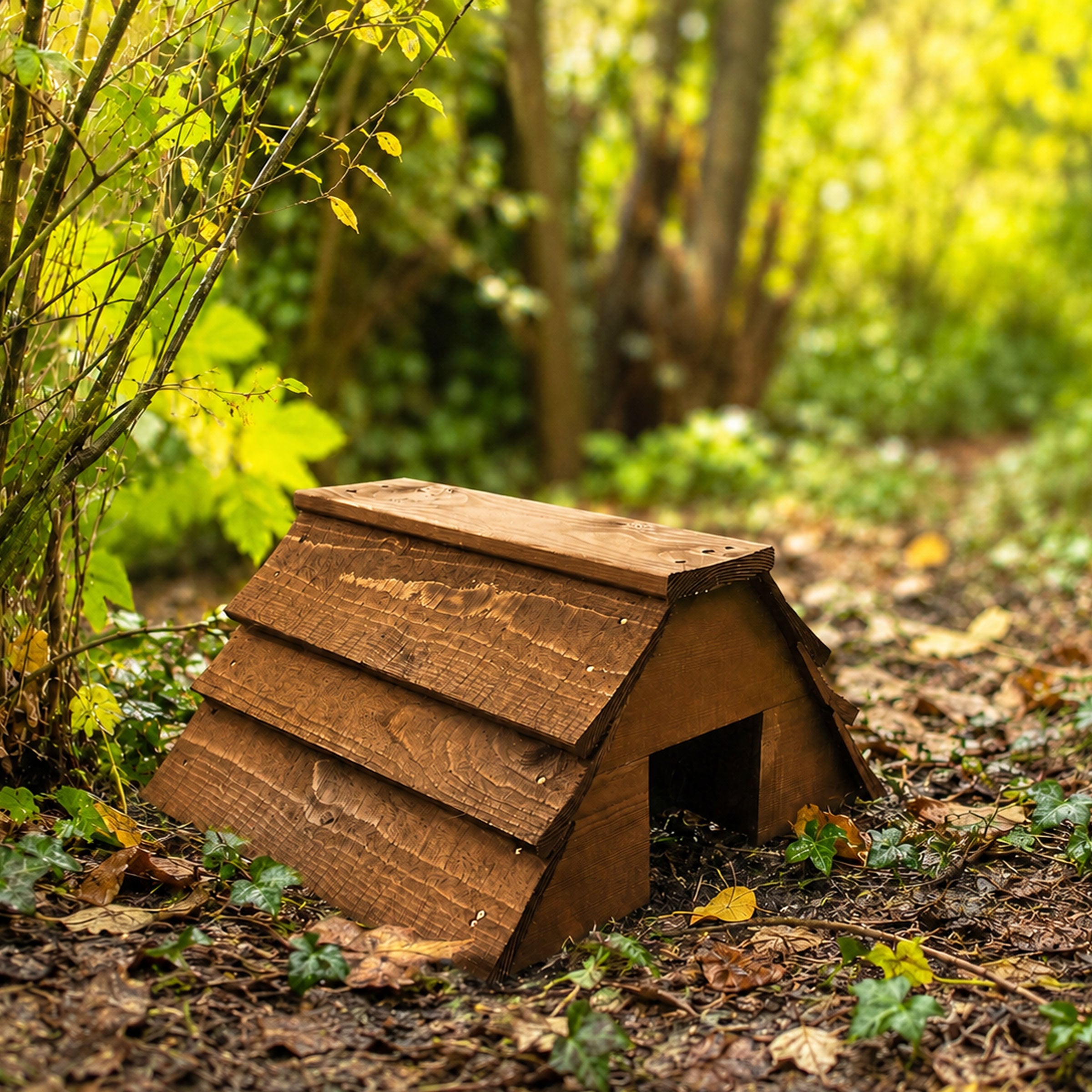 Wooden Hedgehog House Garden Hibernation Shelter Wildlife Habitat Outdoor Winter Home