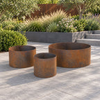 Heavy Duty Circular Rust Steel Planter Rings  - Handmade Rustic Metal Garden Planters & Raised Bed Surrounds