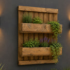 Wooden Herb Planter with Trellis Wall Mounted Raised Flower Box for Patio Balcony Garden