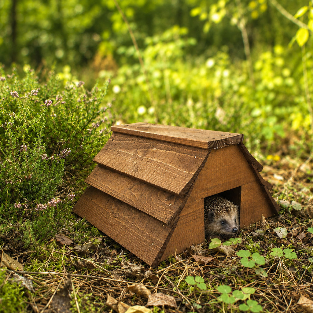 Wooden Hedgehog House Garden Hibernation Shelter Wildlife Habitat Outdoor Winter Home