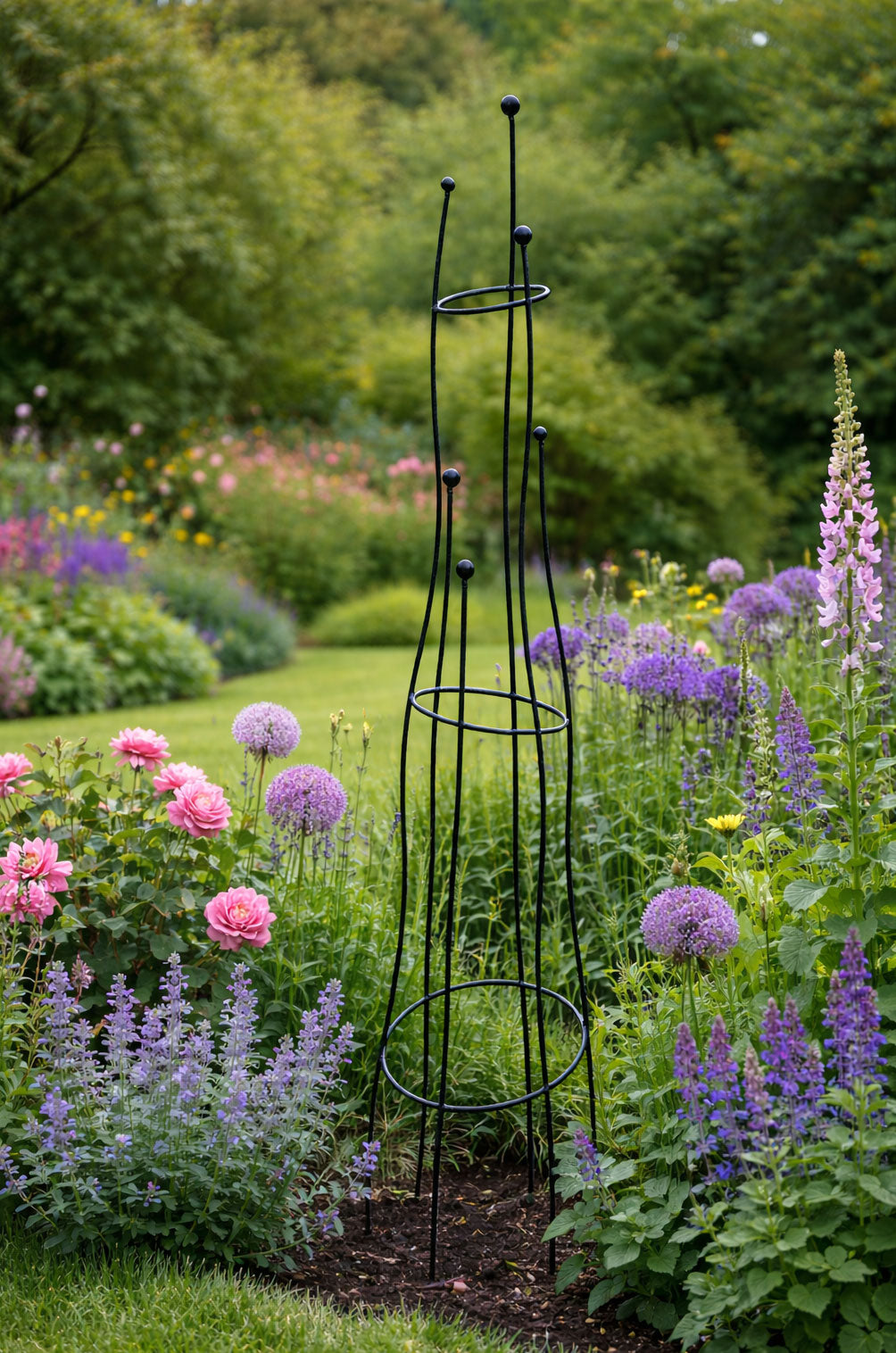 Handmade Garden Obelisk - Modern Black Metal Plant Support for Climbers