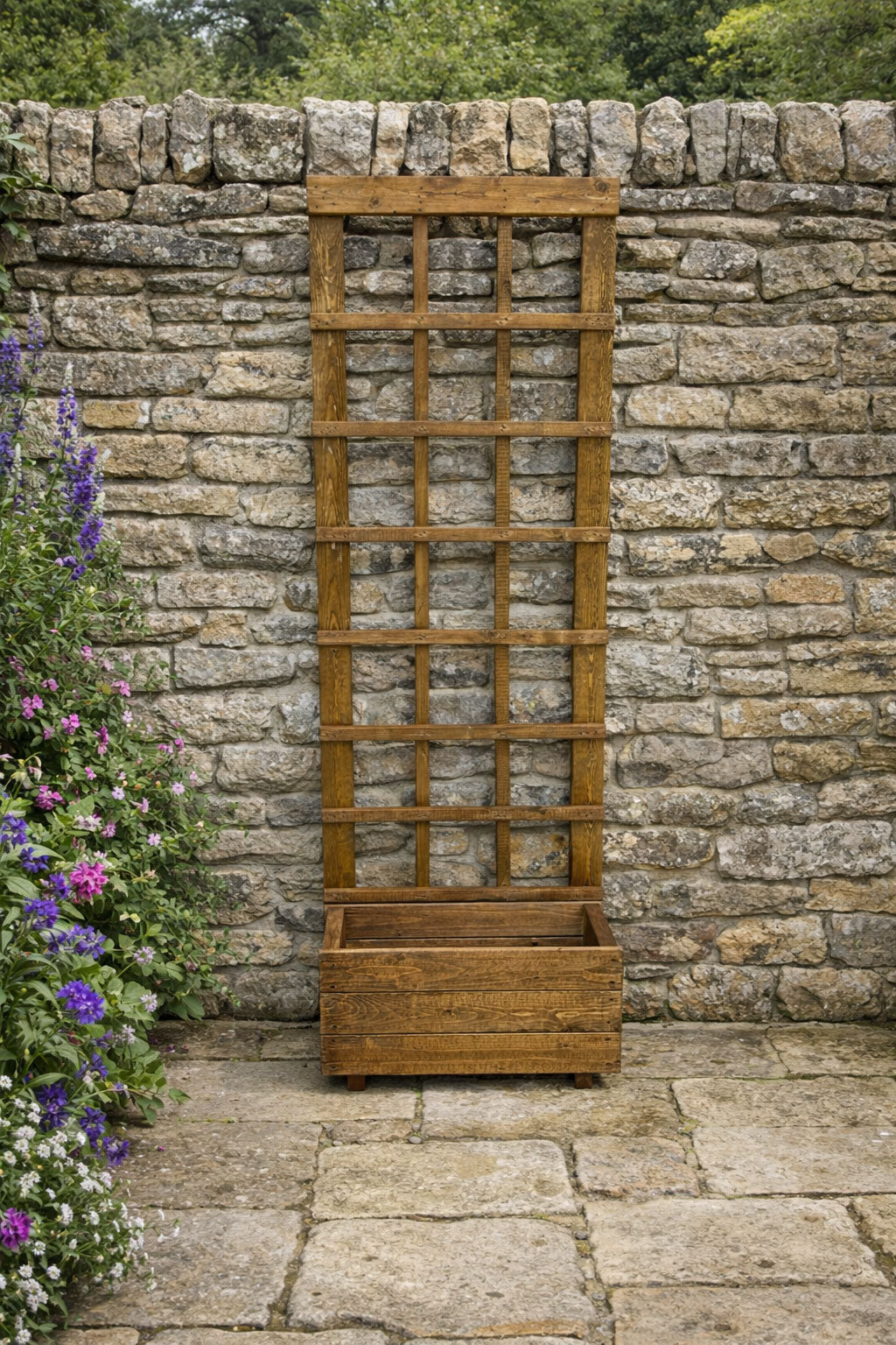 Heavy Duty Wooden Planter with Trellis Outdoor Garden Planter Box for Climbing Plants