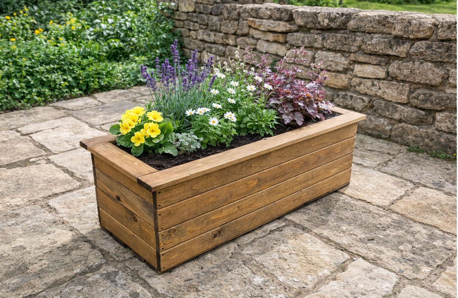 Large Wooden Planter Box - Outdoor Timber Garden & Patio Herb Planters