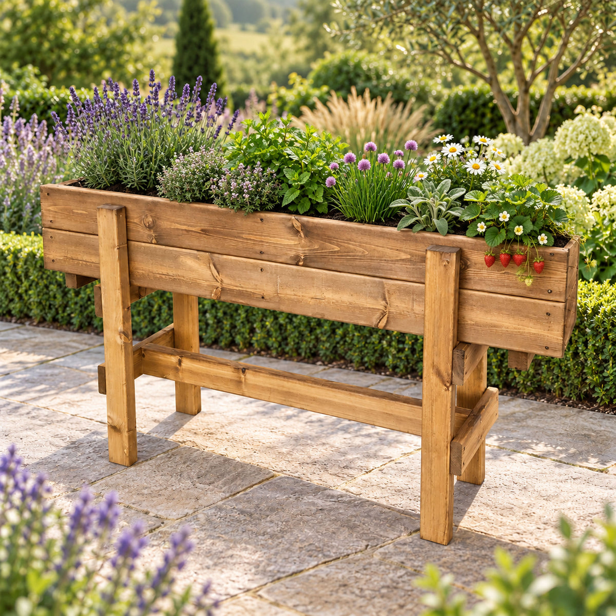 Elevated Wooden Garden Grower 120cm - Large Raised Planting Trough on Legs