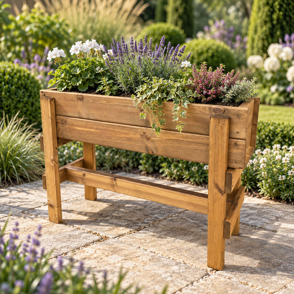Elevated Wooden Garden Grower 90cm - Raised Planting Trough on Legs