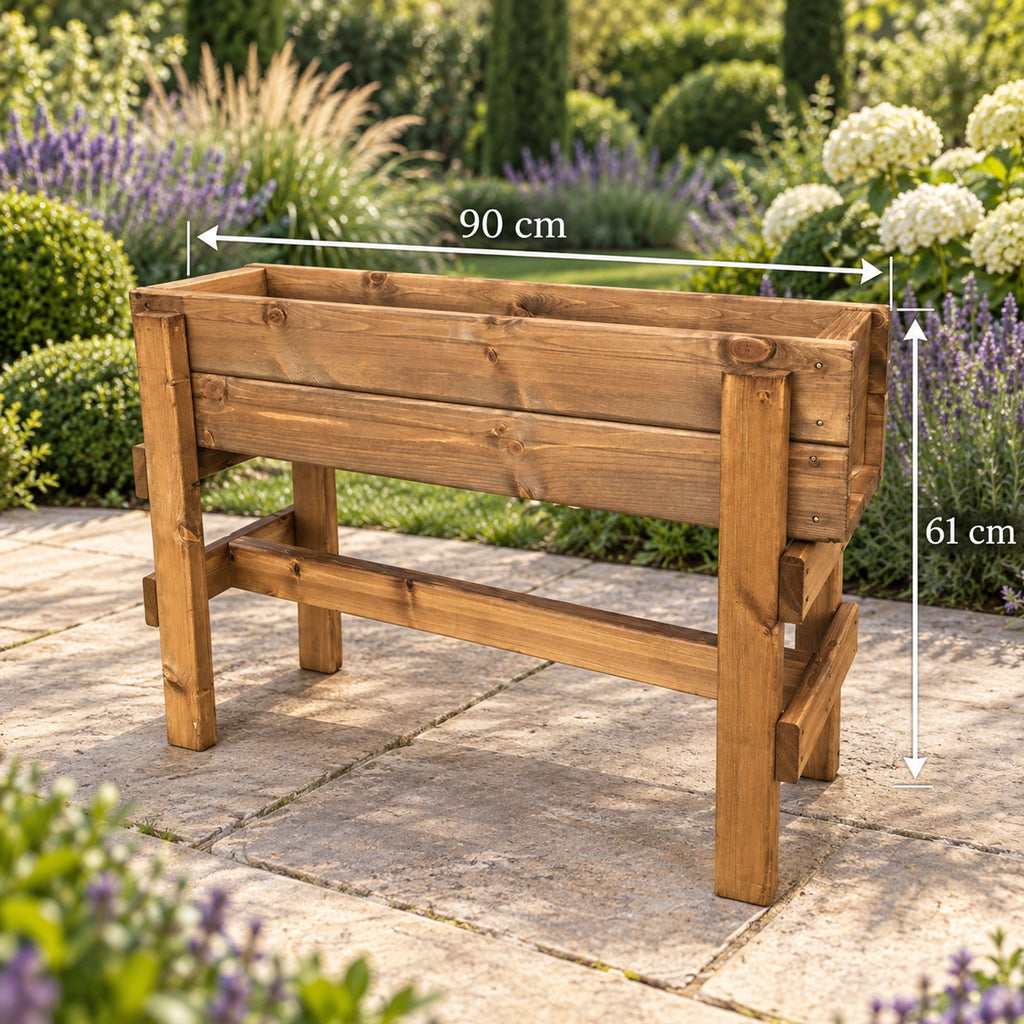 Elevated Wooden Garden Grower 90cm - Raised Planting Trough on Legs