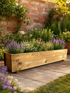 140cm Wooden Planter Box Raised Garden Trough Flower Herb Shrub Timber Outdoor Planter Fully Assembled