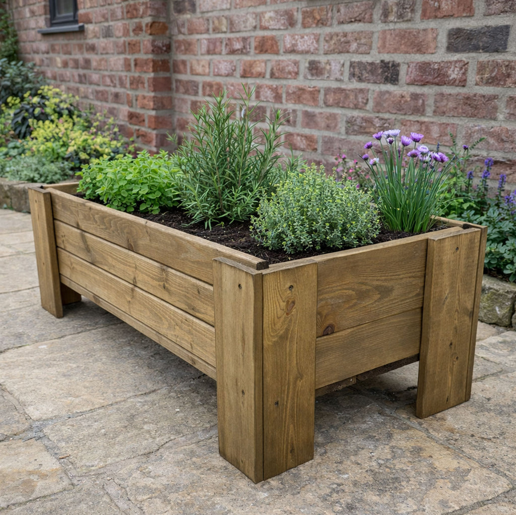 Heavy-Duty Raised Wooden Planter - Fully Assembled Garden Planter Box