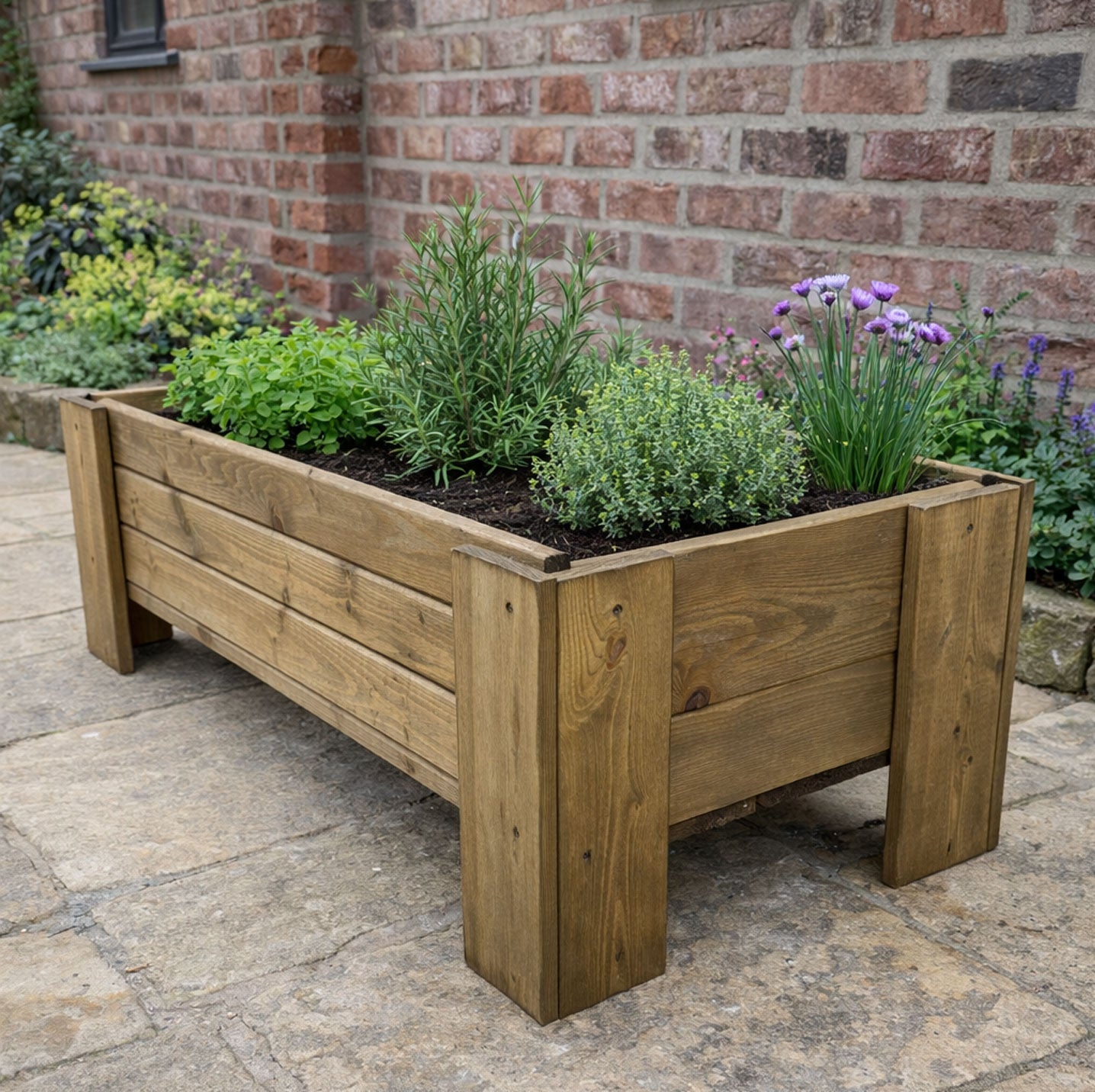 Heavy-Duty Raised Wooden Planter - Fully Assembled Garden Planter Box