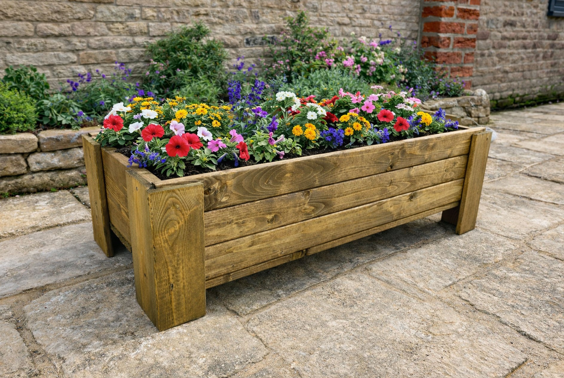 Heavy-Duty Raised Wooden Planter - Fully Assembled Garden Planter Box