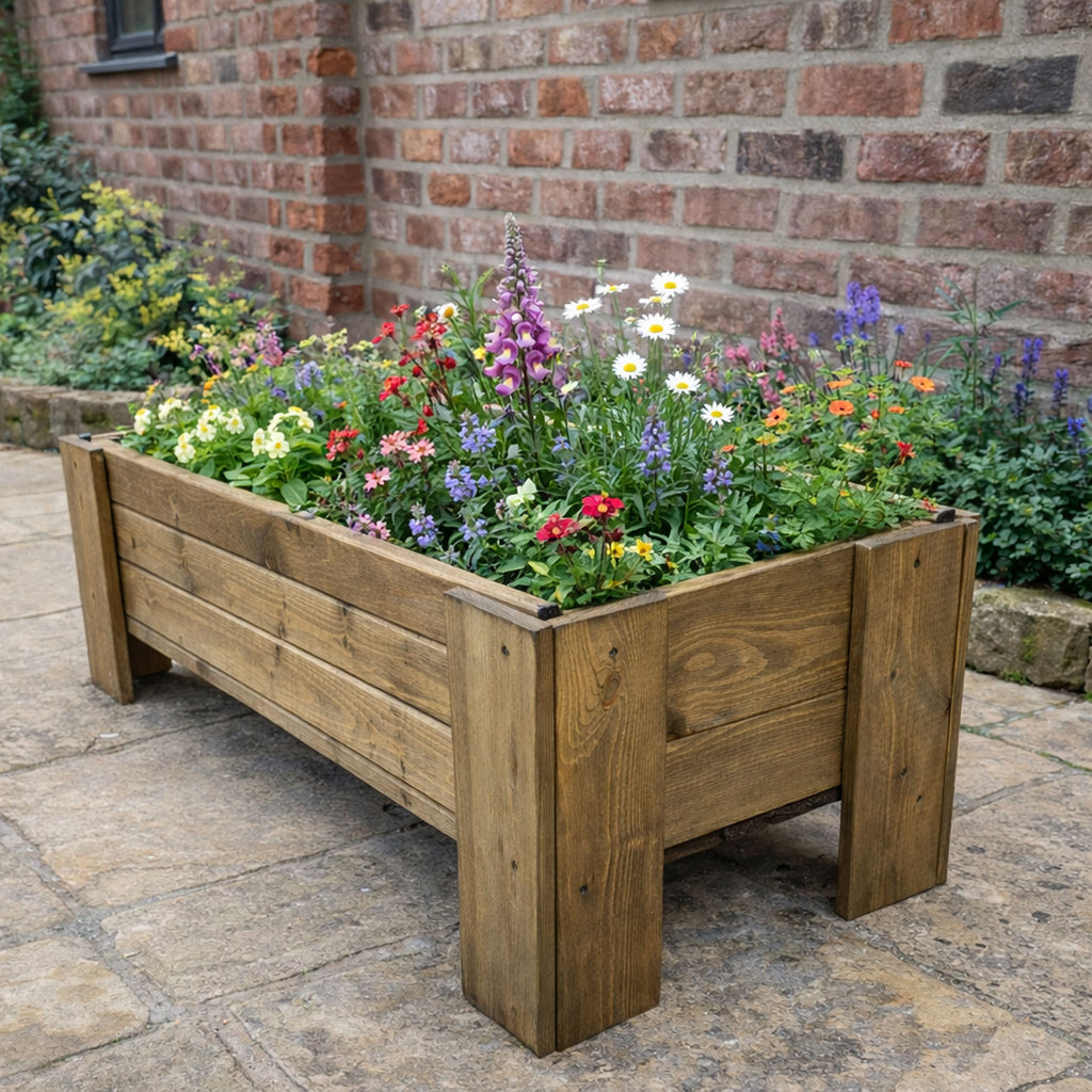 Heavy-Duty Raised Wooden Planter - Fully Assembled Garden Planter Box