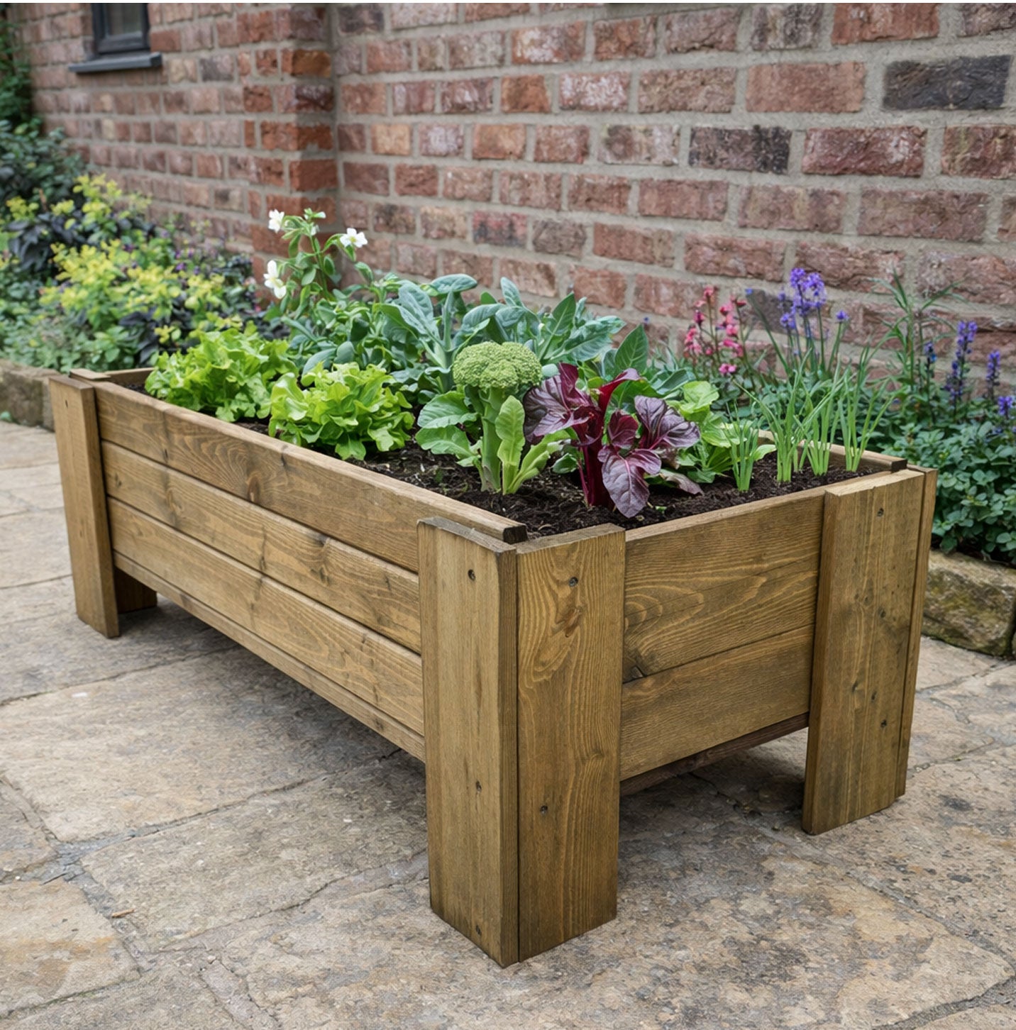 Heavy-Duty Raised Wooden Planter - Fully Assembled Garden Planter Box