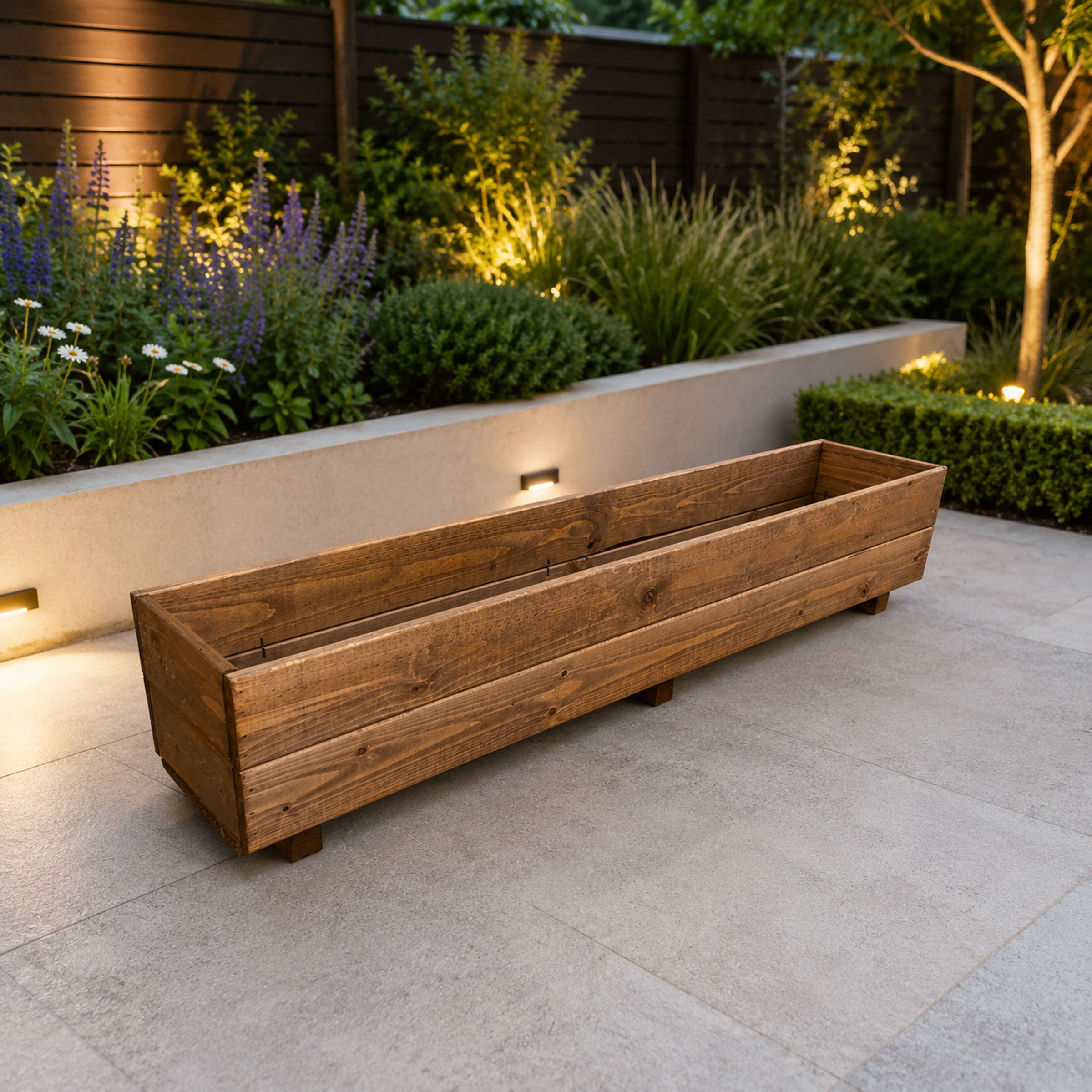 Wooden Window Planter Trough - Fully Assembled Timber Flower &amp; Herb Planter