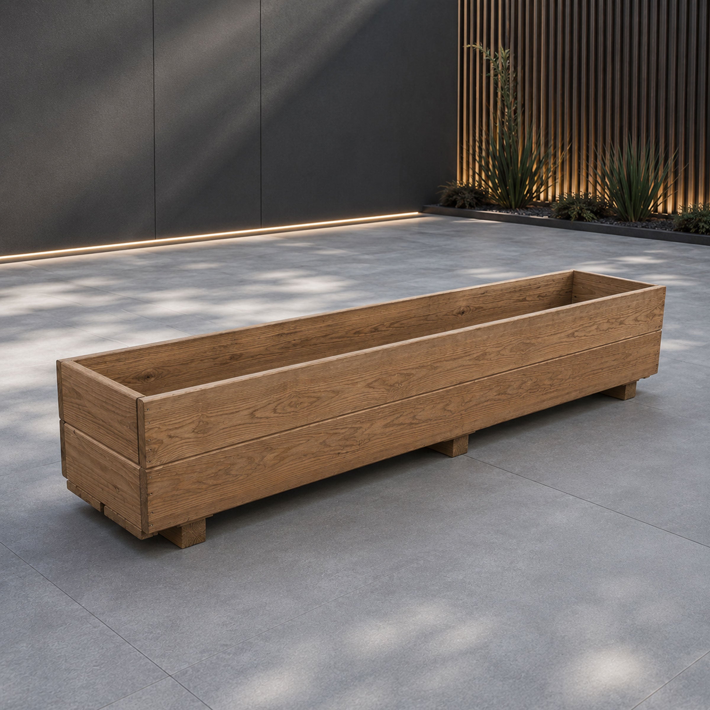 Extra Long Wooden Garden Planter - Fully Assembled Outdoor Trough for Flowers, Herbs & Vegetables