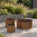 Heavy Duty Circular Rust Steel Planter Rings  - Handmade Rustic Metal Garden Planters & Raised Bed Surrounds