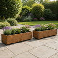 Set of 2 Heavy Duty Wooden Garden Planters - 100cm Fully Assembled Timber Troughs