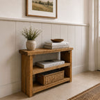 Solid Wood 3 Tier Sofa Table - Narrow Console Table, Rustic Wooden Storage Slim Shelf Heavy Duty Furniture