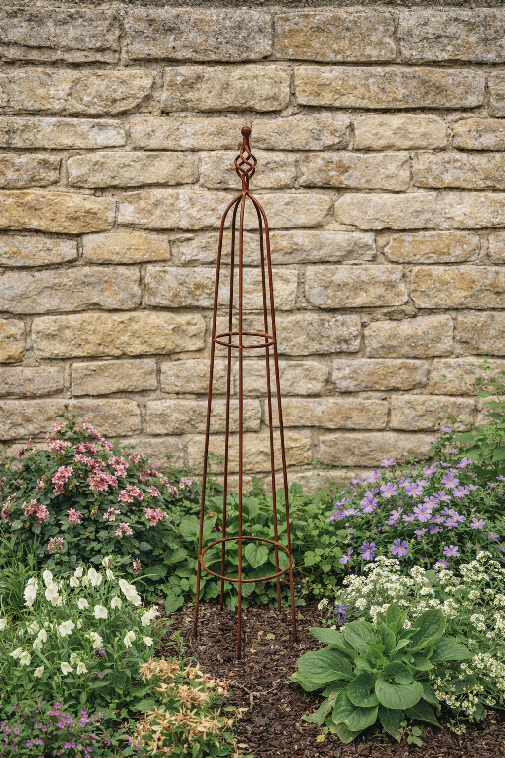 Rust Garden Obelisk - Solid Steel Climbing Plant Support 140cm