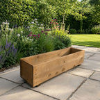 Set of 2 Heavy Duty Wooden Garden Planters - 100cm Fully Assembled Timber Troughs