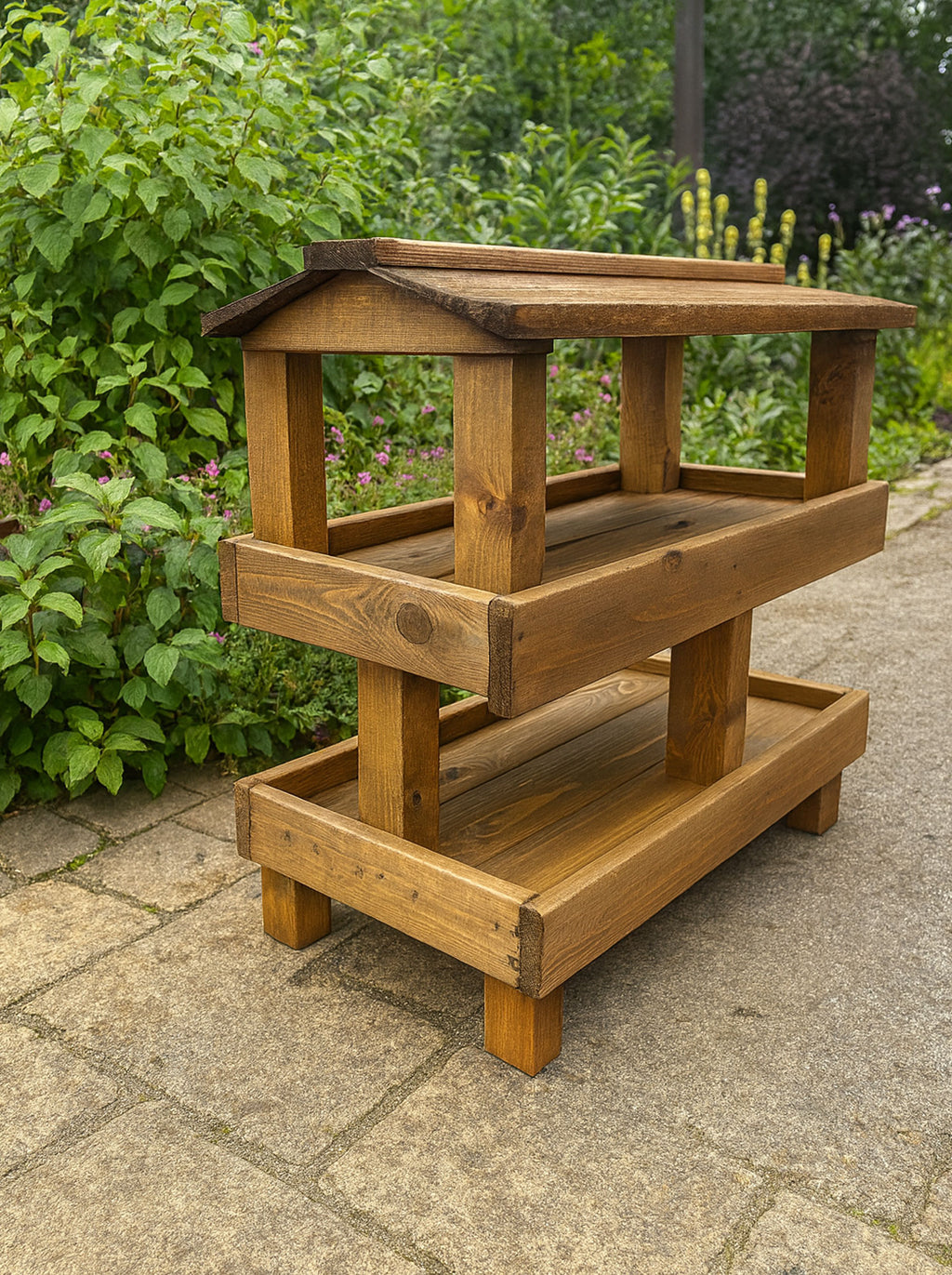 Wooden Wild Bird Feeder Table - Large 2 Tier Ground Bird Feeding Station