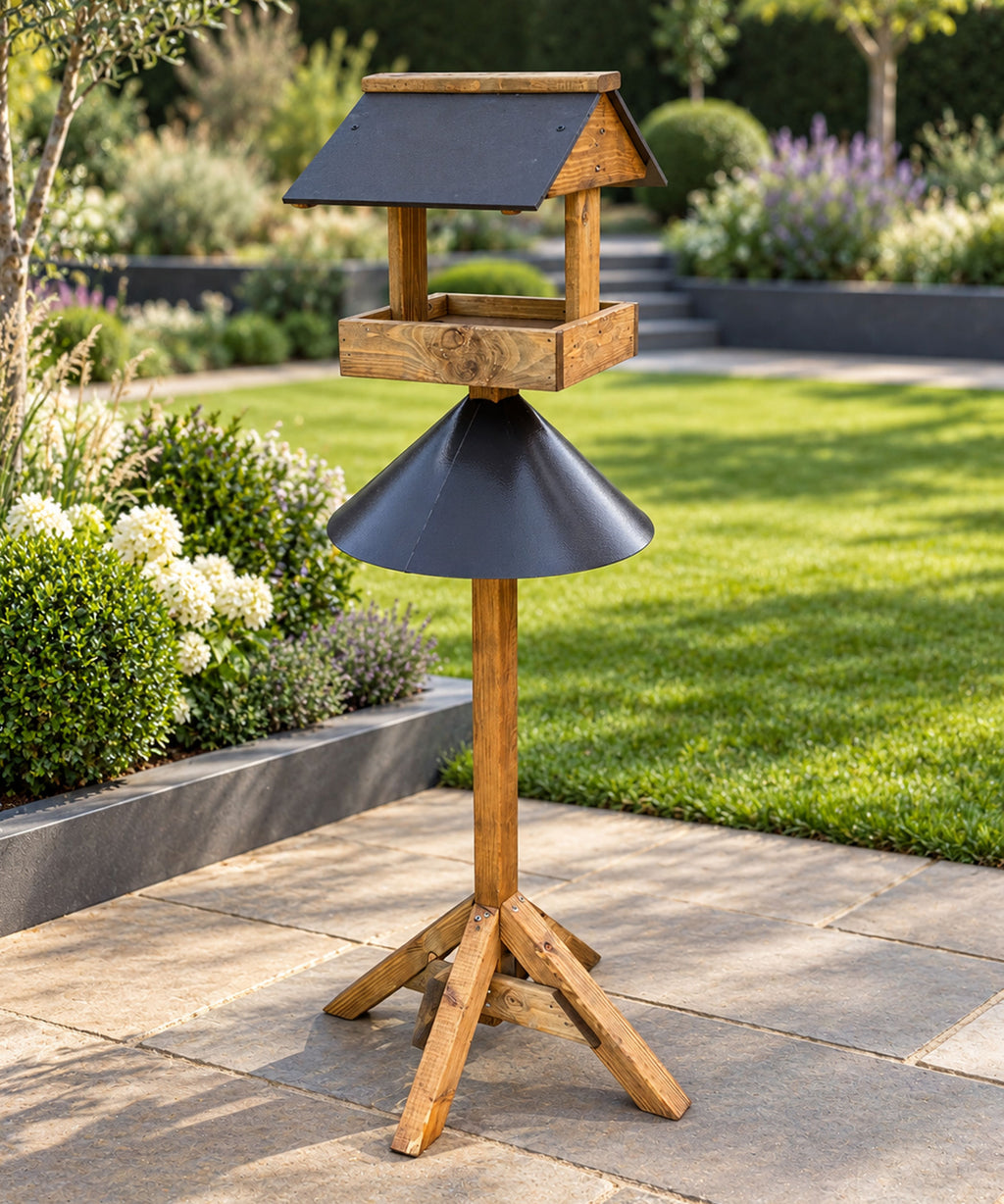 Freestanding Wild Bird Table with Anti-Squirrel Protector Guard Shield - Coverham