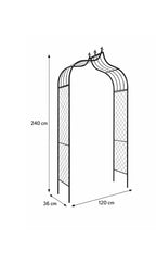Decorative Garden Arch Trellis Frame - Black Outdoor Garden Archway for Clematis &amp; Climbing Rose Plants