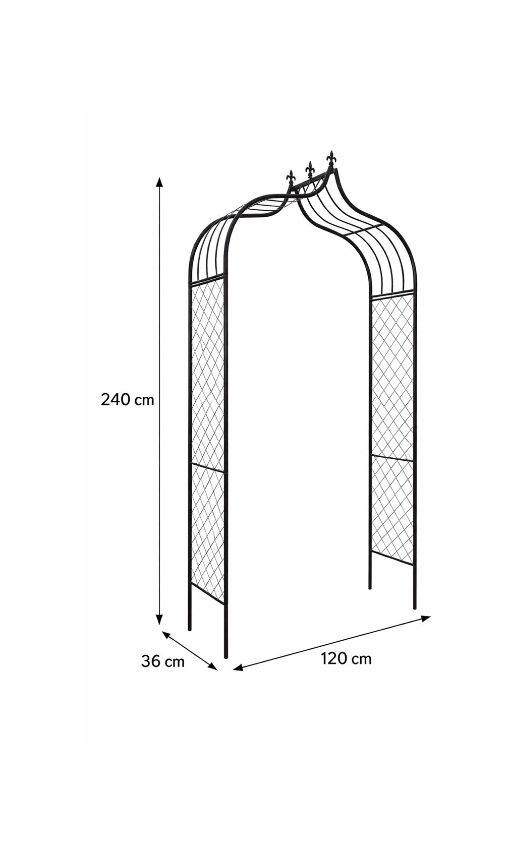 Decorative Garden Arch Trellis Frame - Black Outdoor Garden Archway for Clematis &amp; Climbing Rose Plants