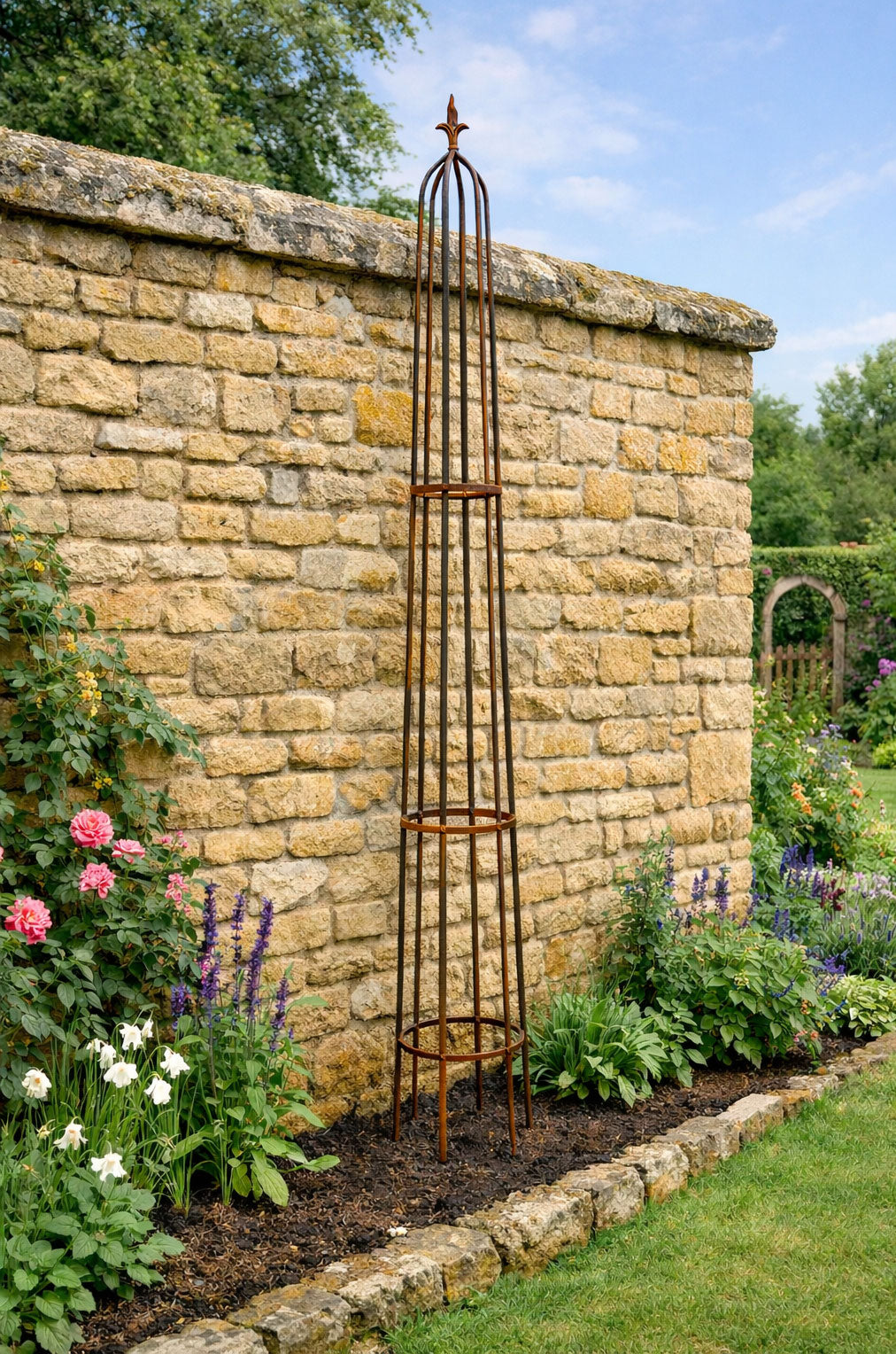 Extra Tall Garden Obelisk - Heavy Duty Metal Climbing Plant Support - Black or Rust